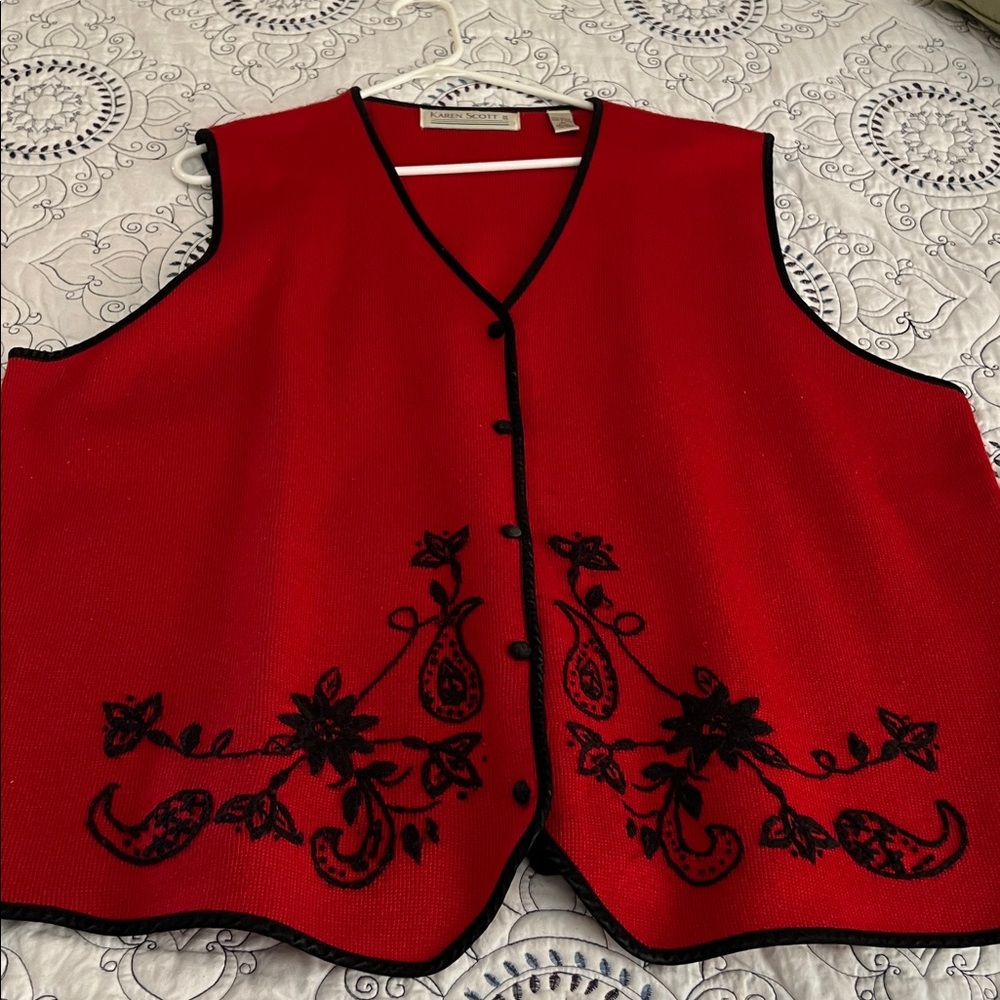 Karen Scott Red Knit Top